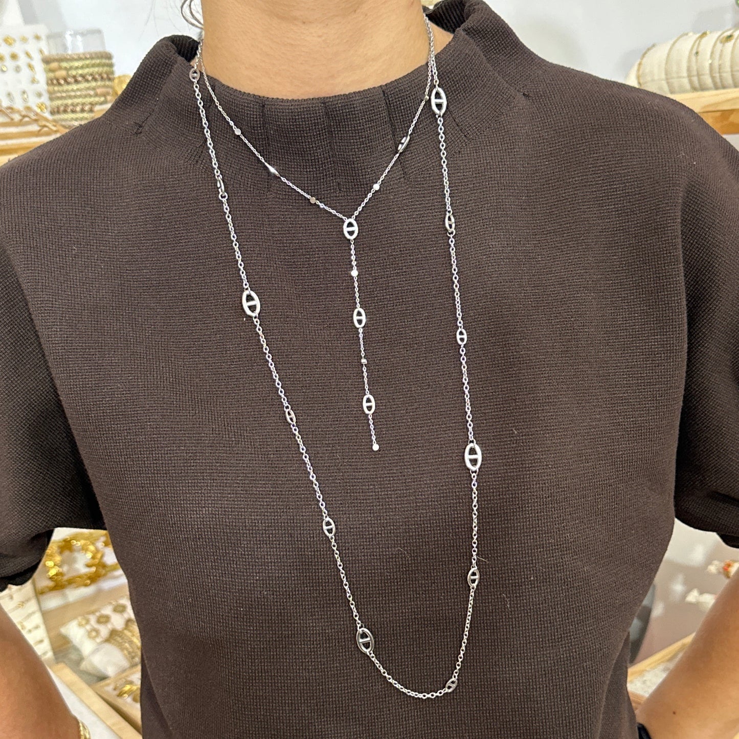 Compo collier/sautoir argent