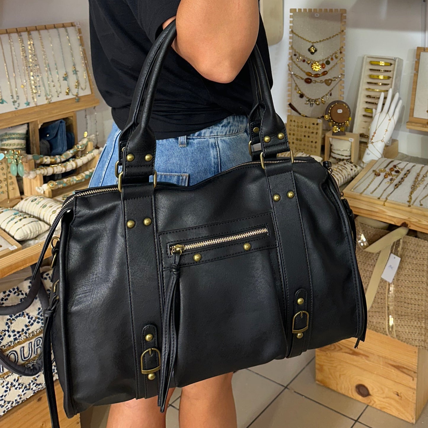 Sac rentrée noir mat