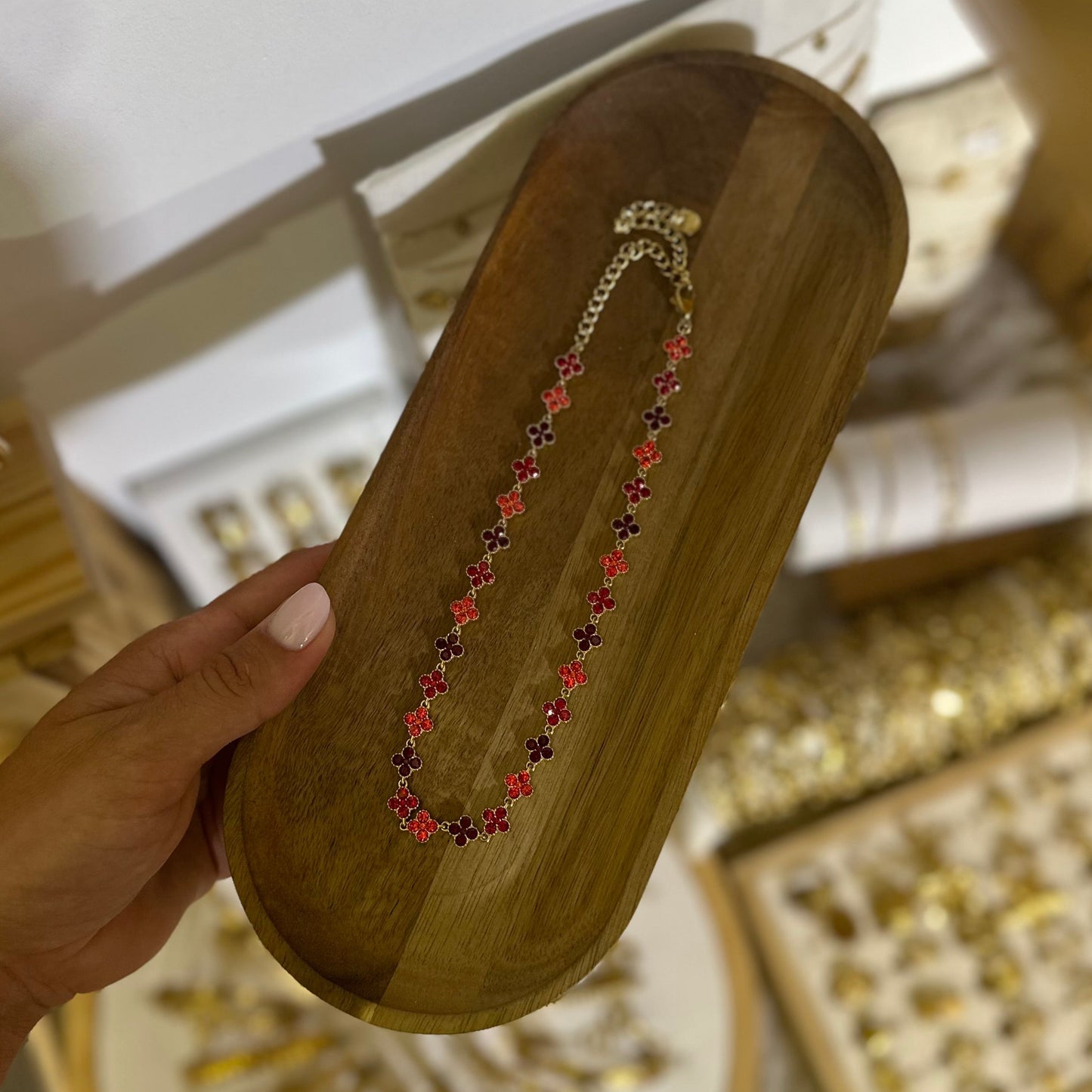 Choker trèfle rouge