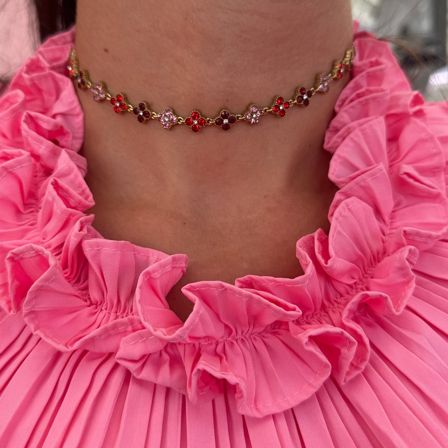Choker trèfle rouge
