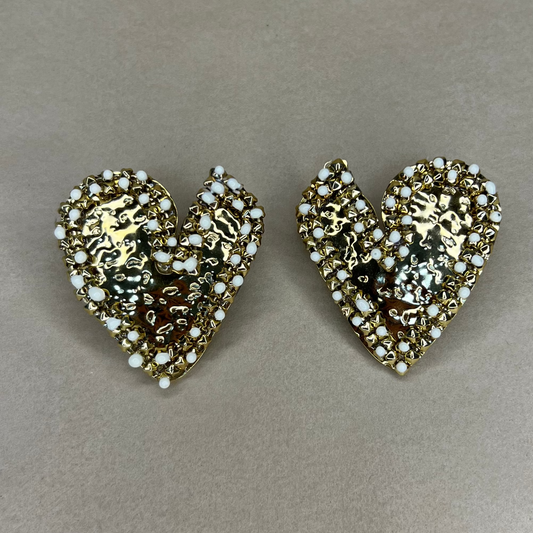 Coeur martelé - boucles d'oreille